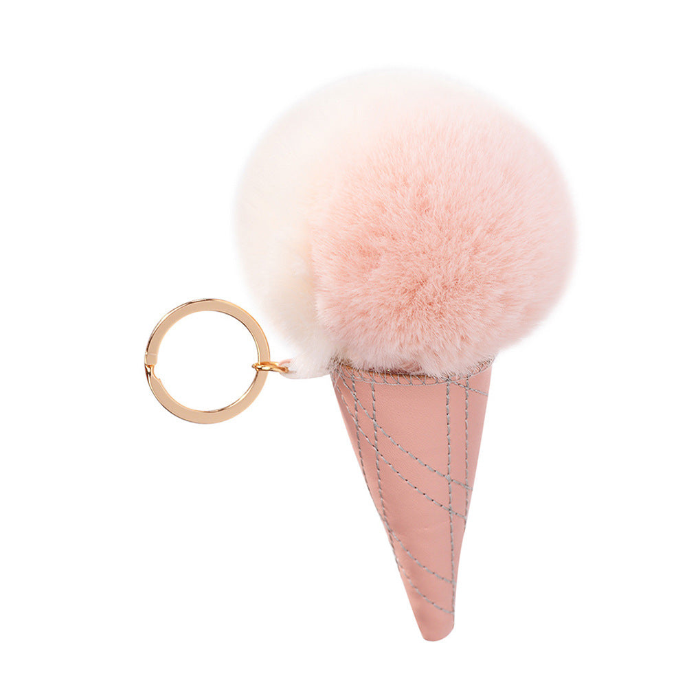 Wholesale Ice Cream Cone Pom Pom Keychain